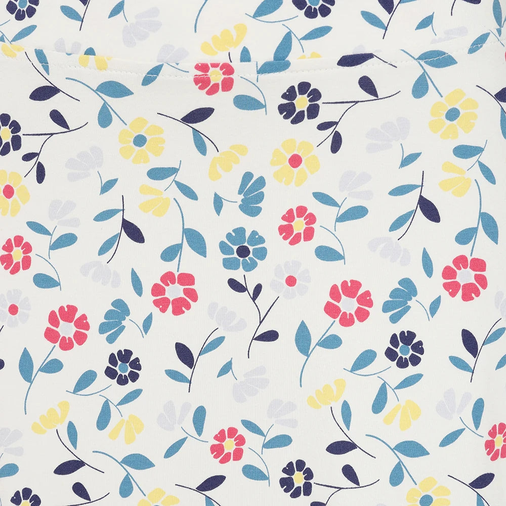 Women's Lazy Jacks white and multicoloured floral pattern jersey skirt.