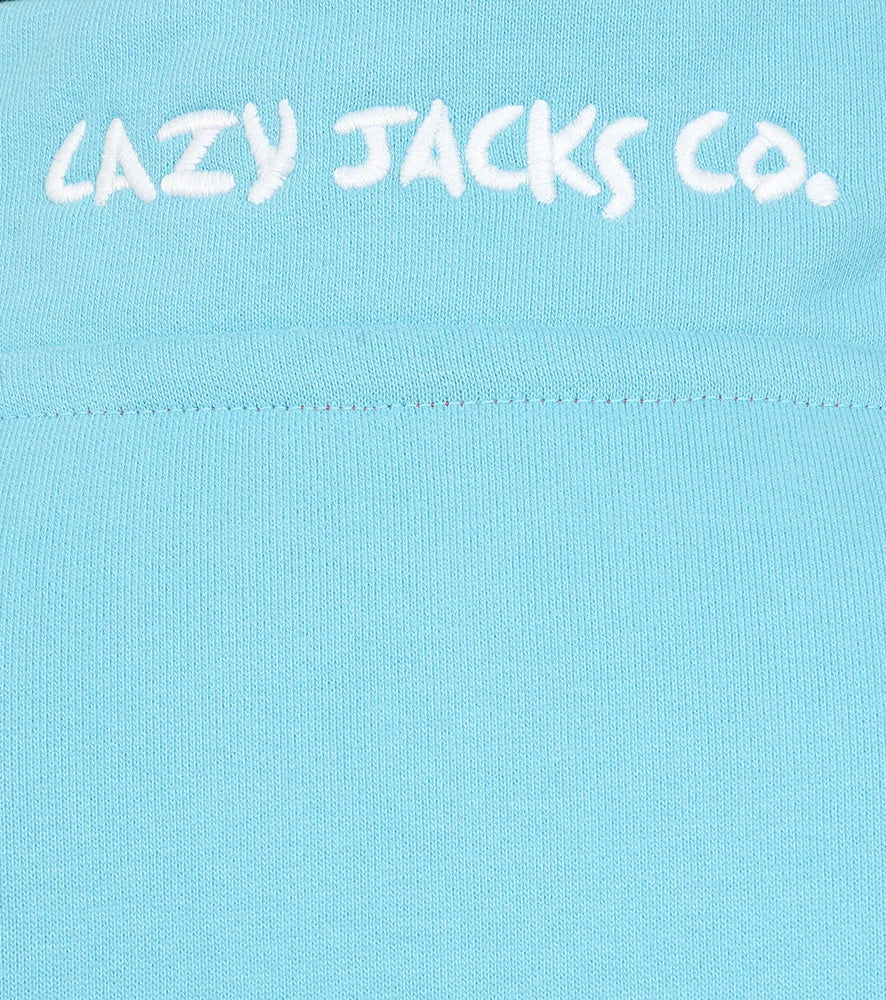 Lazy Jacks womens sweatshirt in light blue with embroidered logo on the back