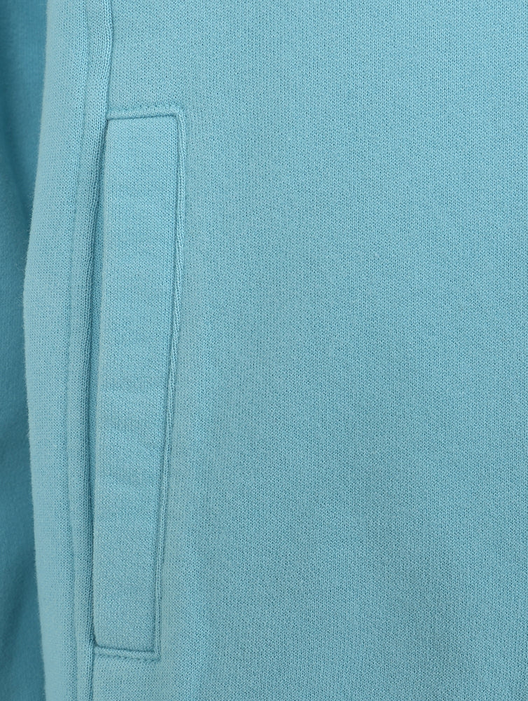 Close-up detail of pocket on Lazy Jacks womens zip sweatshirt spearmint color fabric