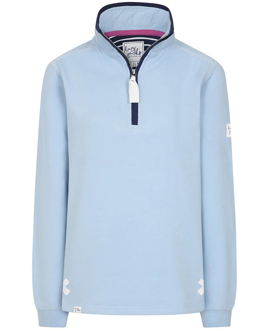 Lazy Jacks zip neck sweatshirt blue in light blue with a stylish collar and quarter zip design