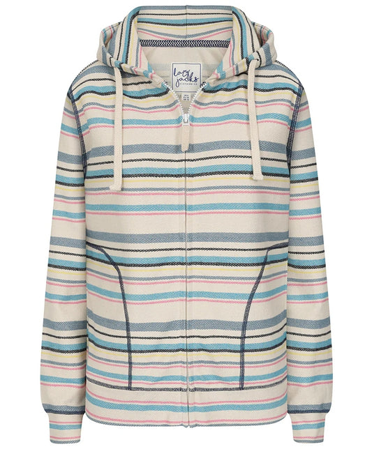 Lazy Jacks Womens LJ302 Textured Striped Hoodie - Chalk
