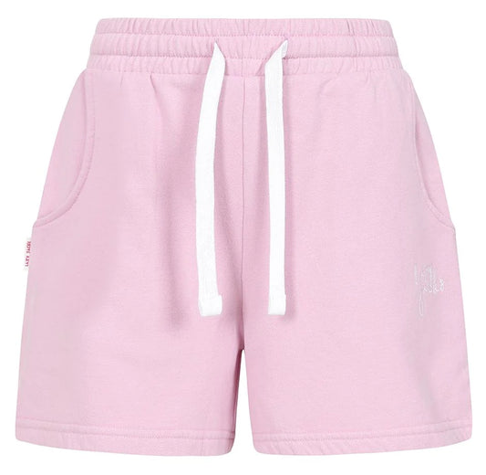 Lazy Jacks women's LJ55 drawstring sweat shorts in Pink.