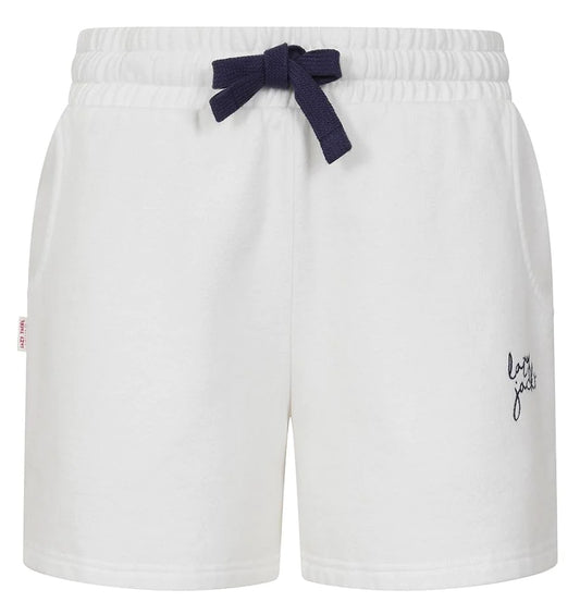 Lazy Jacks women's LJ55 drawstring sweat shorts in White.