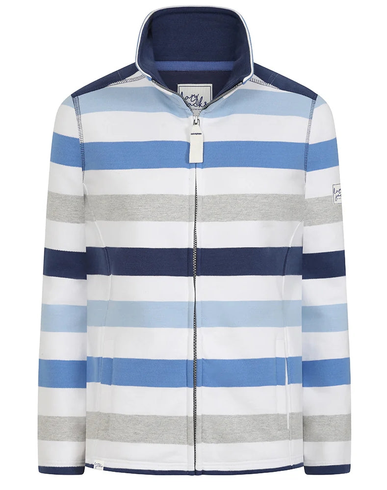 Lazy Jacks Womens LJ32 Full Zip Stripe Sweatshirt - Blues