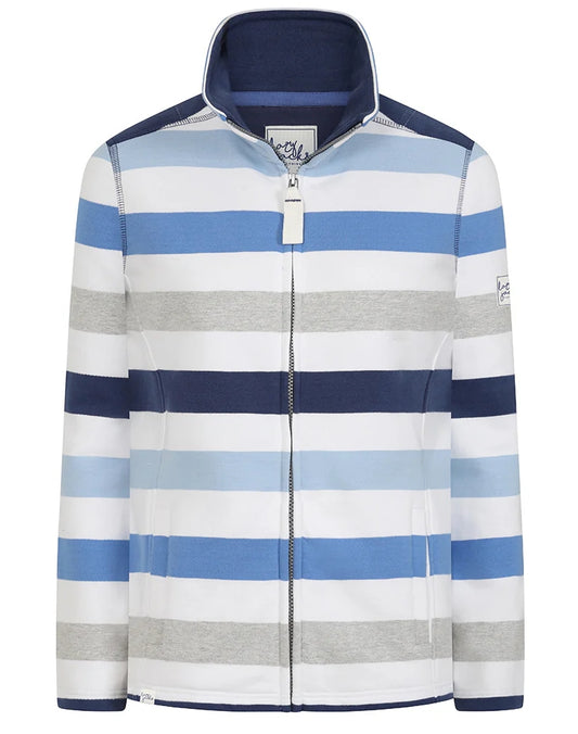 Lazy Jacks Womens LJ32 Full Zip Stripe Sweatshirt - Blues