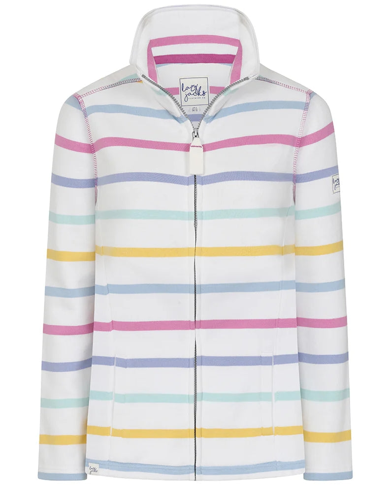 Lazy Jacks Womens LJ32 Full Zip Stripe Sweatshirt - Watercolours