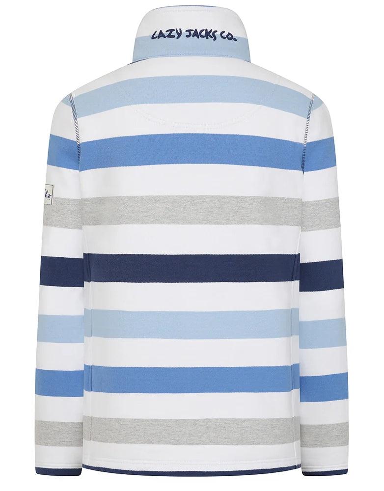 Lazy Jacks Womens LJ32 Full Zip Stripe Sweatshirt - Blues