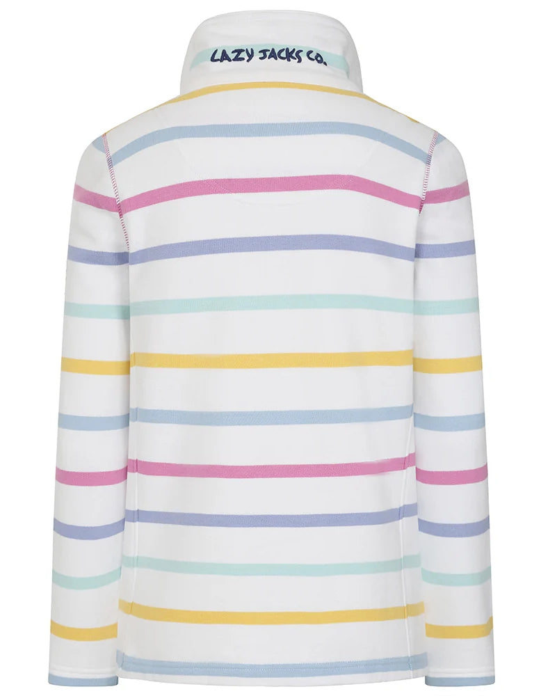 Lazy Jacks Womens LJ32 Full Zip Stripe Sweatshirt - Watercolours