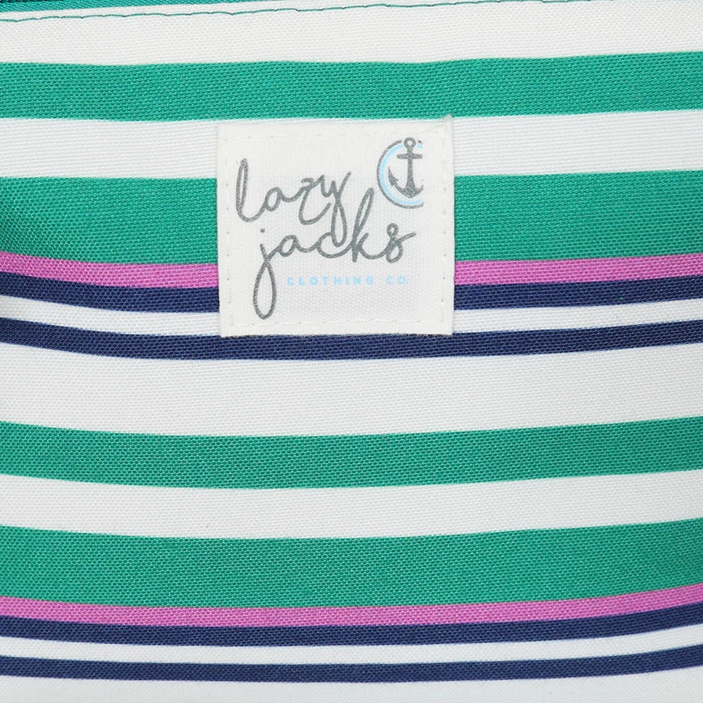 Lazy Jacks LJ405 Cosmetic Bag - Green Stripe