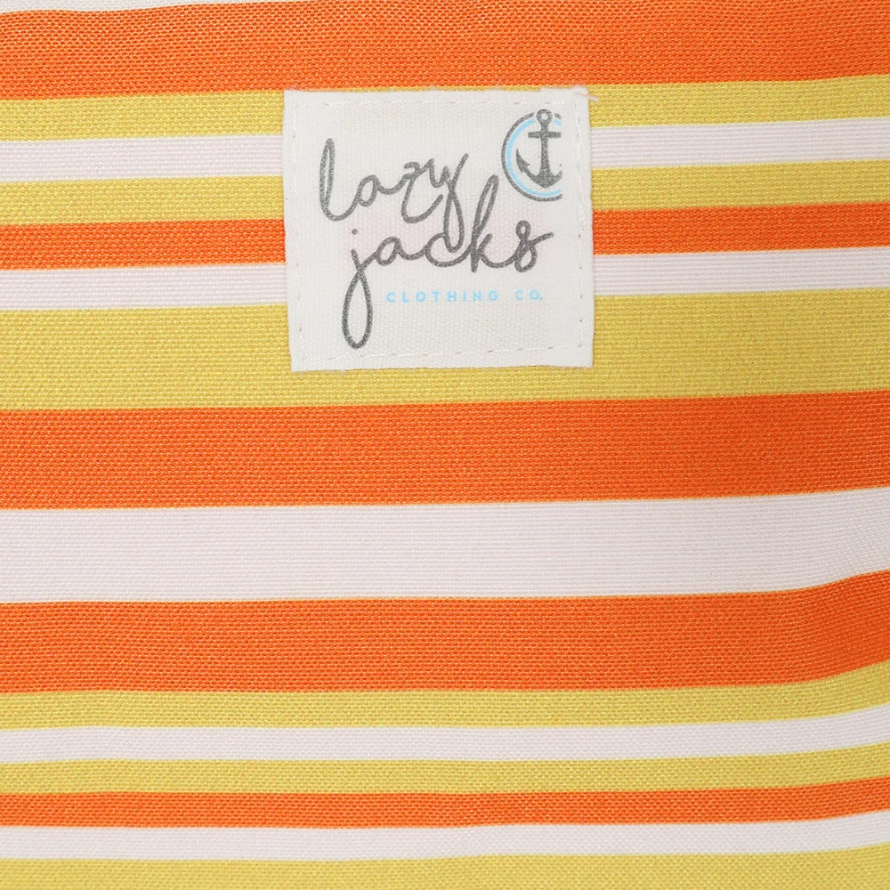 Lazy Jacks LJ405 Cosmetic Bag - Orange / Yellow / White Stripe