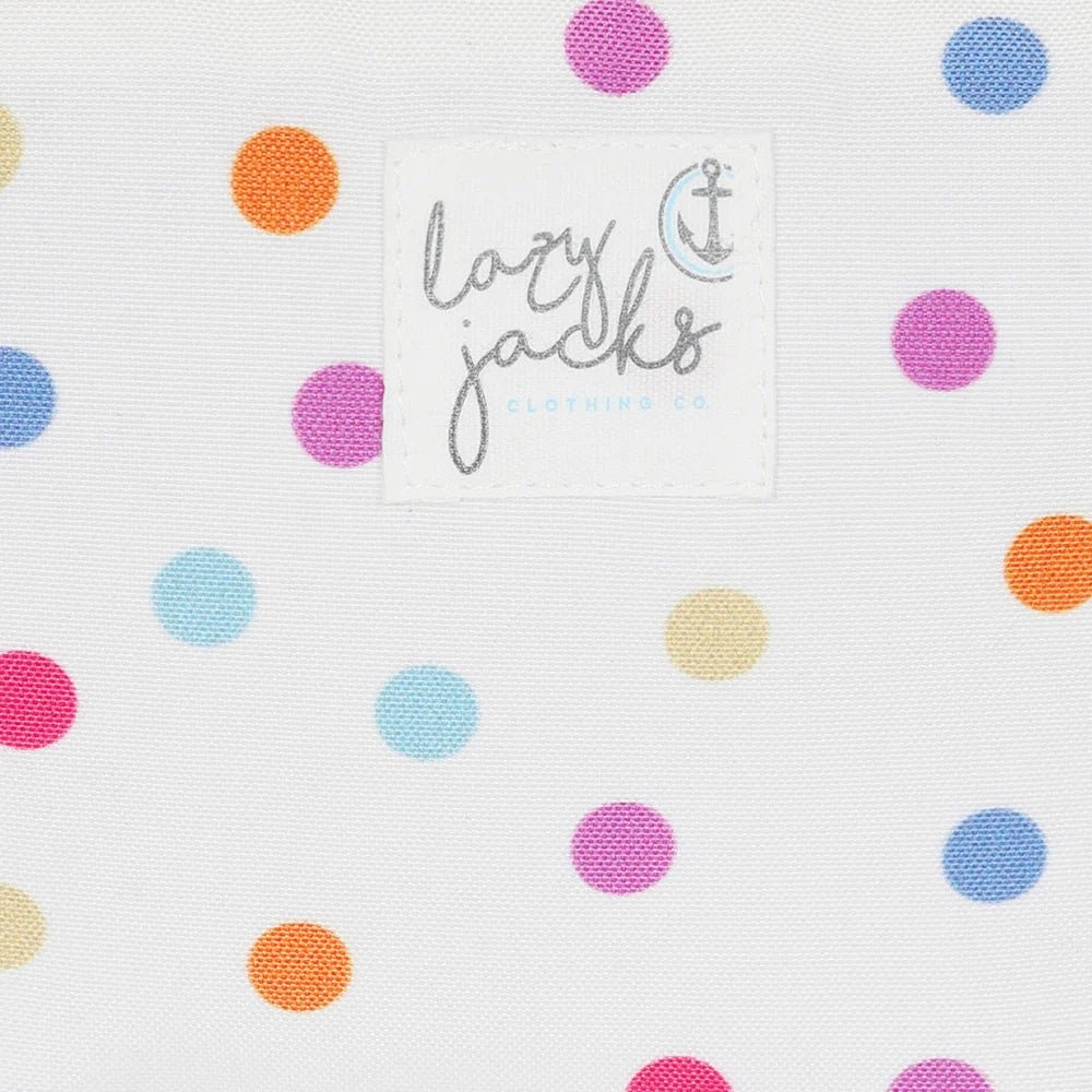 Lazy Jacks LJ405 Cosmetic Bag - White / Multicoloured Dot