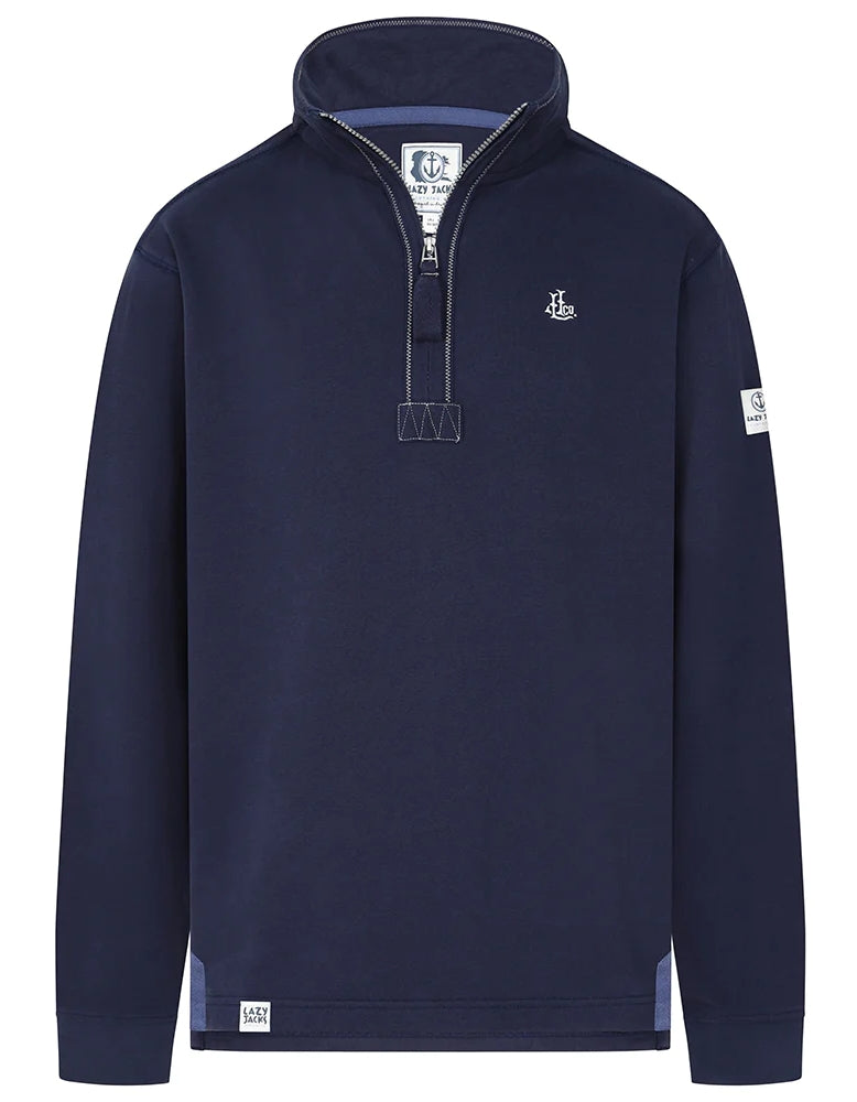 Lazy Jacks men's LJ40 style 1/4 sweatshirt in Marine Navy.