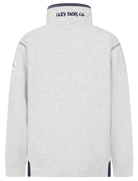 Grey marl men's LJ40 quarter zip sweatshirt from Lazy Jacks.