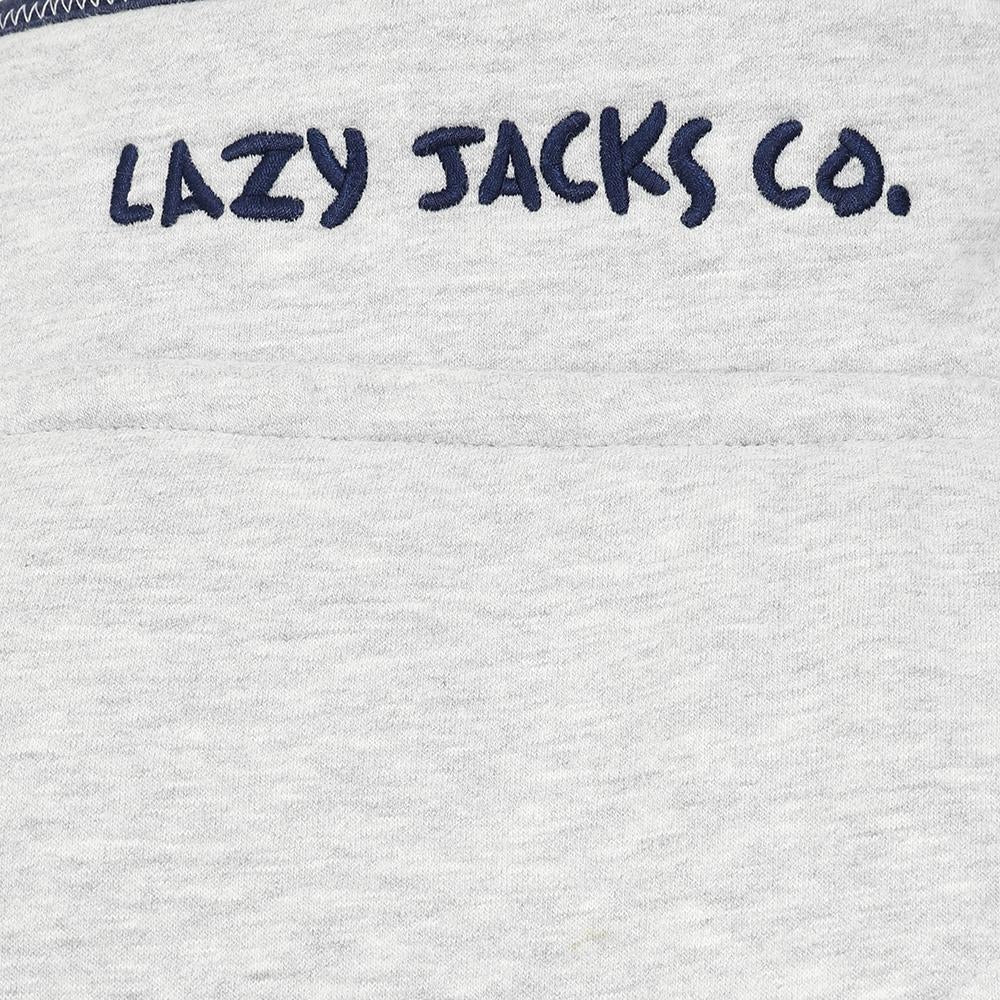 Lazy Jacks men's LJ40 zip neck sweatshirt in Grey Marl with embroidered logo collar.