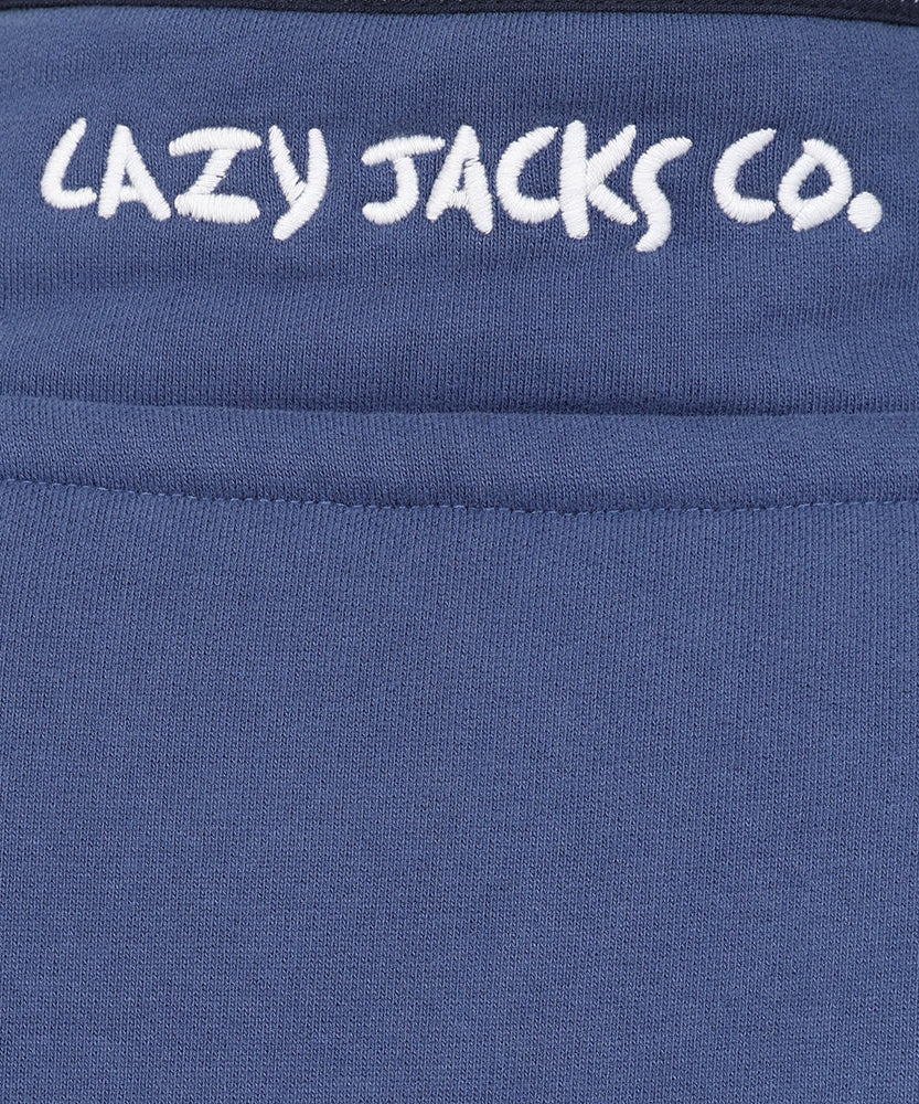 Lazy Jacks Mens LJ51 Block Stripe 1/4 Zip Sweatshirt - Denim Blue