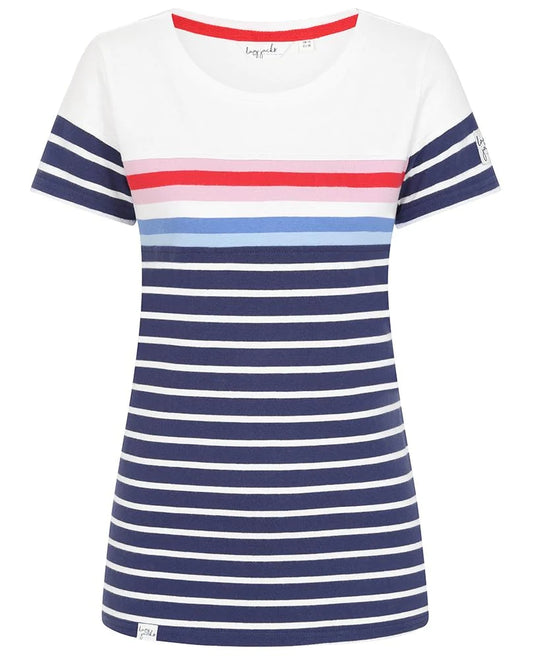 Lazy Jacks Womens LJ8M Short Sleeve Stripe Tee - Sapphire