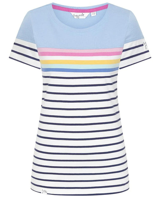Lazy Jacks Womens LJ8M Short Sleeve Stripe Tee - Sky