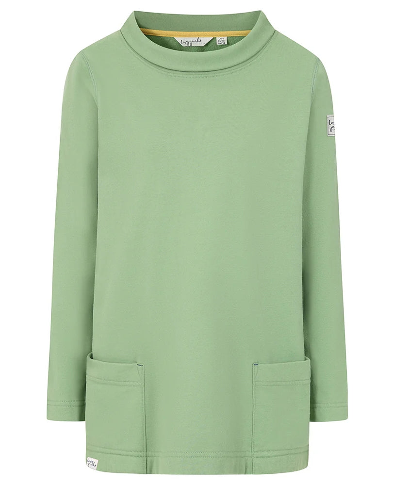 Lazy Jacks Womens LJ94 Roll Neck Sweatshirt - Grass Green