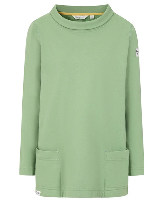 Lazy Jacks Womens LJ94 Roll Neck Sweatshirt - Grass Green