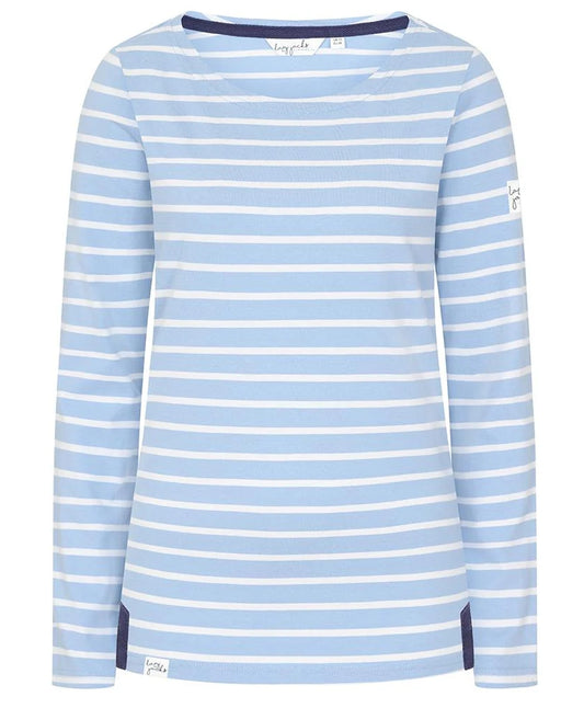 Lazy Jacks Womens LJ97 Long Sleeve Stripe Tee - Sky Blue