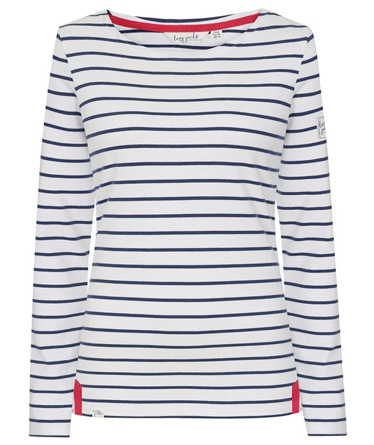 Lazy Jacks Womens LJ97 Long Sleeve Stripe Tee - White