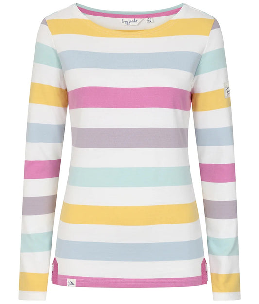 Lazy Jacks Womens LJ97M Long Sleeve Stripe Tee - Watercolours