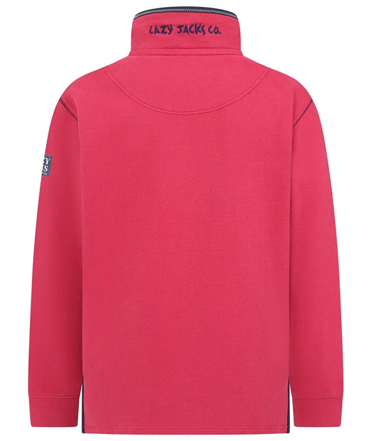 Lazy Jacks Mens LJ40 1/4 Zip Sweatshirt - Rouge Red
