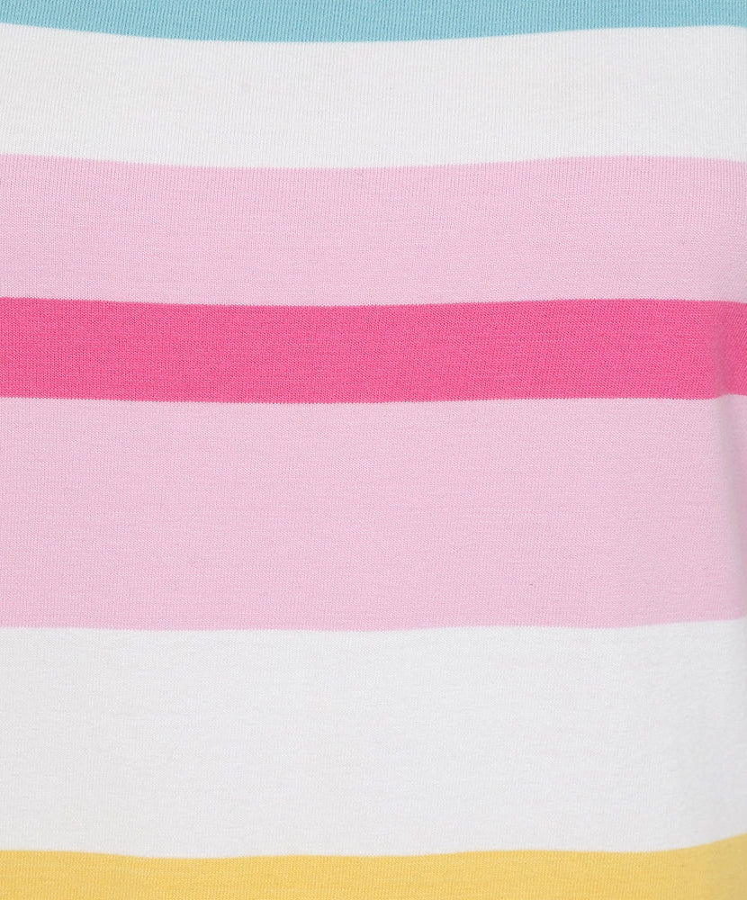 Lazy Jacks Womens LJ8M Short Sleeve Stripe Tee - Multicoloured Brights