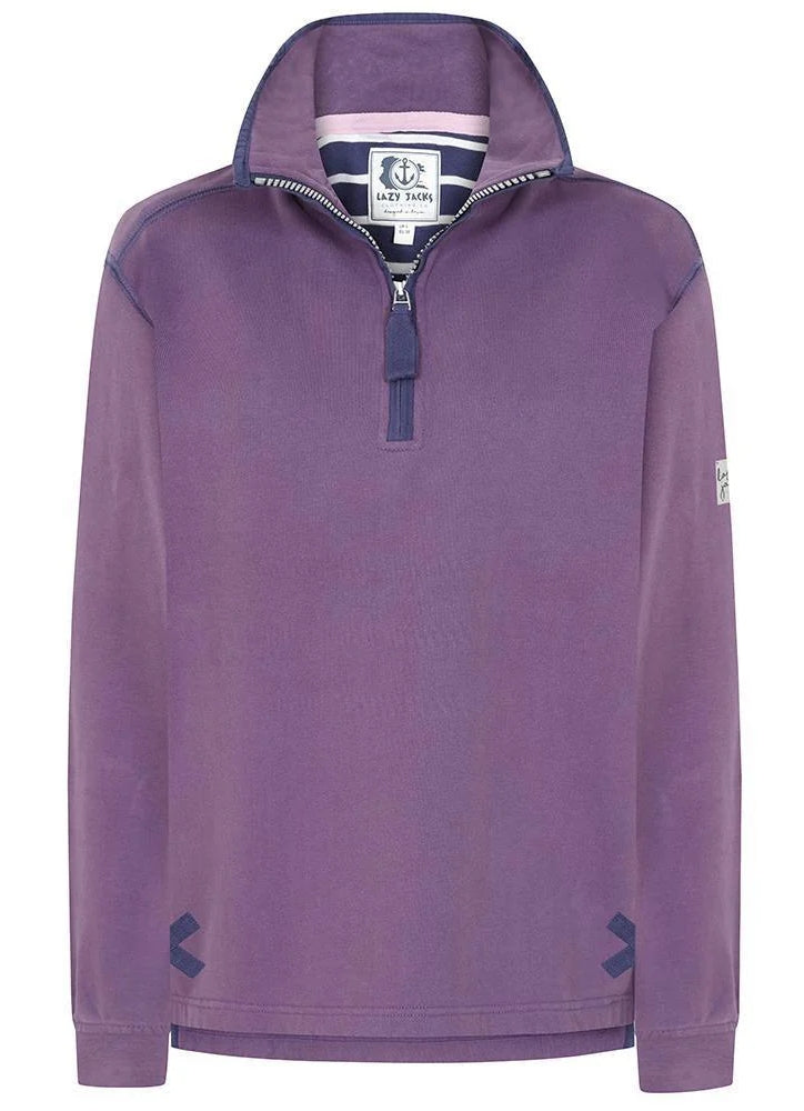 Lazy Jacks Womens LJ3 Zip Neck Sweatshirt - Loganberry