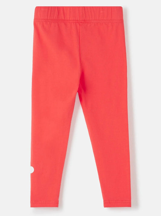 Lighthouse kids coral leggings in bright coral color with elastic waistband and comfortable fit