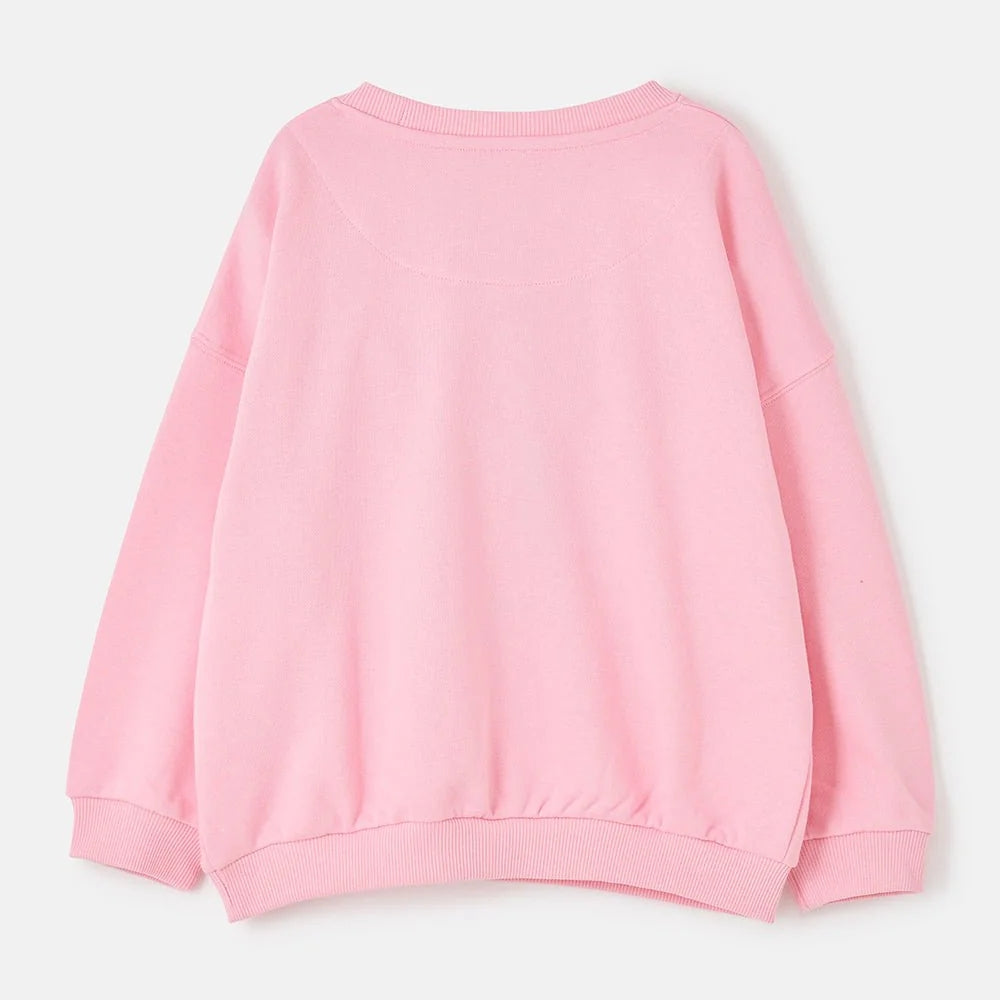 Back view of Lighthouse kids Flora sweatshirt Dusky Pink flowers in soft pink fabric