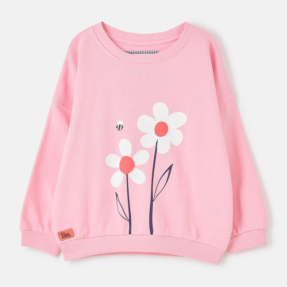 Lighthouse kids Flora sweatshirt Dusky Pink flowers pink kids sweatshirt with flower and bee design