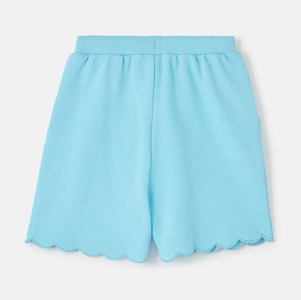 Lighthouse kids shorts blue with scalloped hem and elastic waistband for comfortable fit