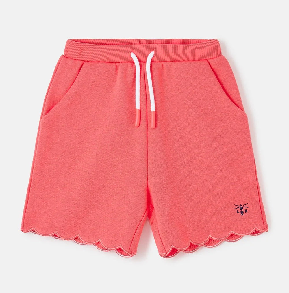 Lighthouse kids shorts coral with scalloped hem and drawstring waist for comfortable wear