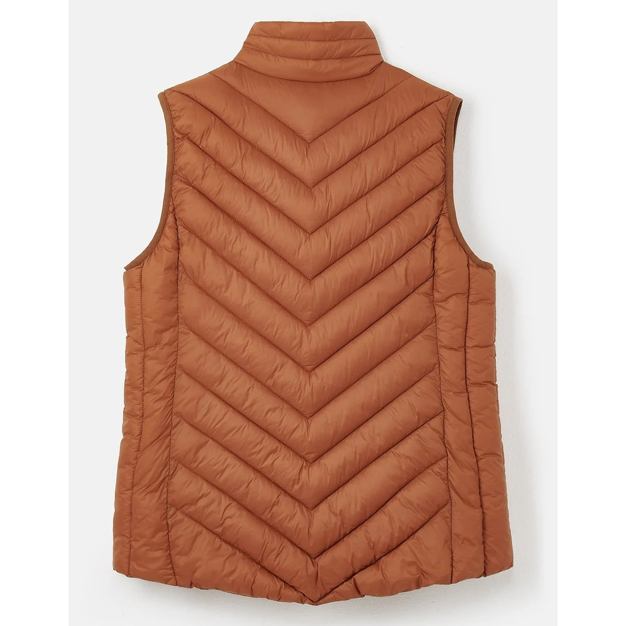 Back view of a womens Rust Orange Lighthouse Laurel padded gilet on a light grey background