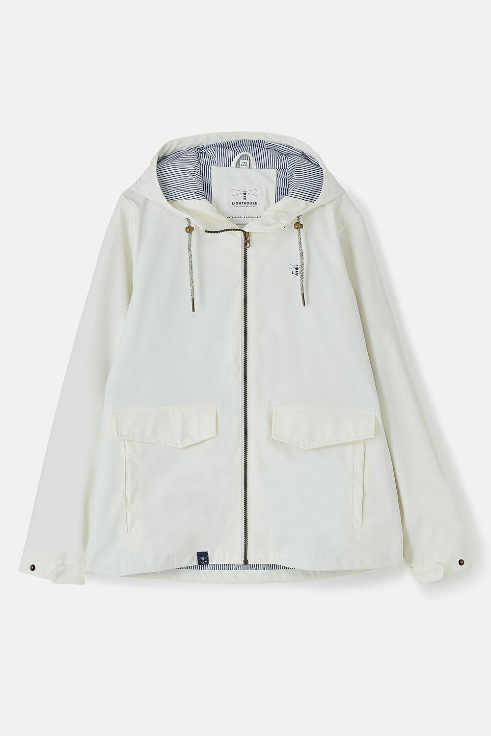 Lighthouse womens Coconut jacket in white with hood and front pockets for casual wear