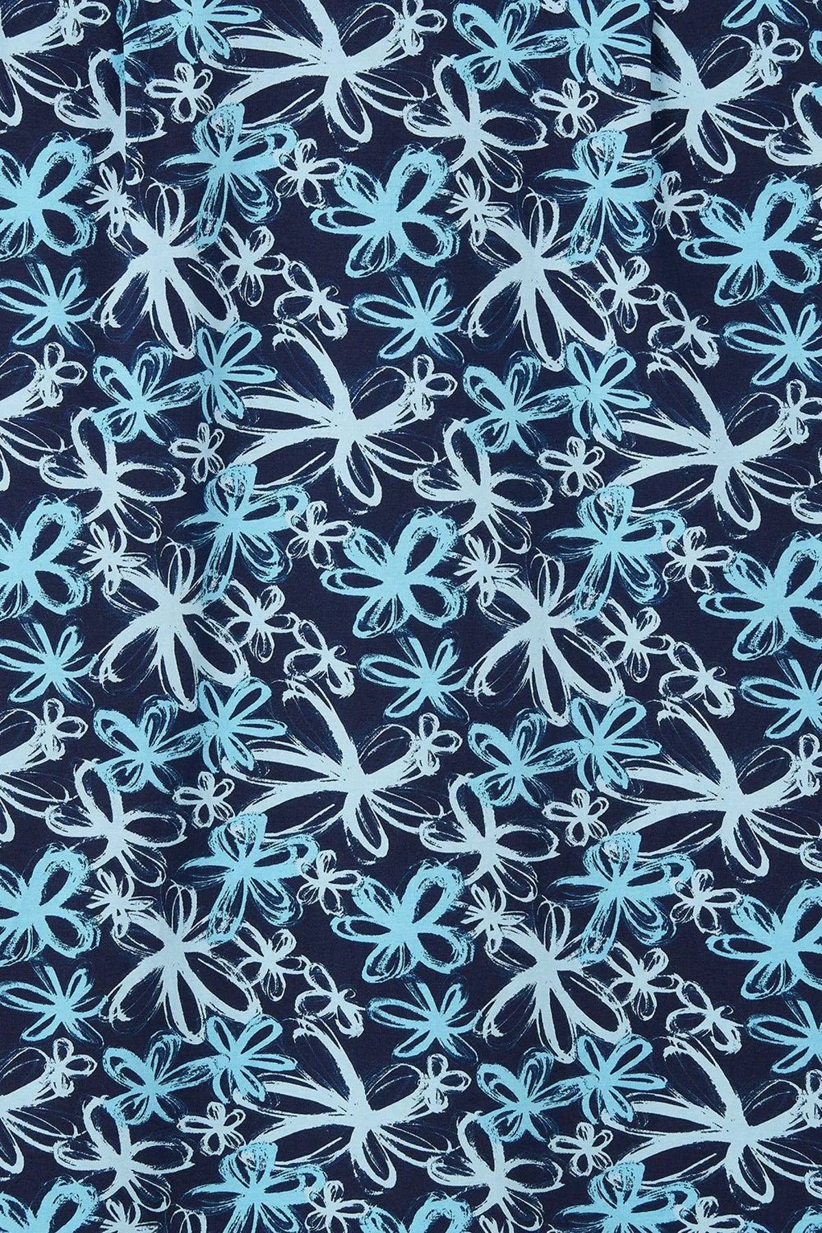 Lighthouse womens floral dress navy fabric with blue and white abstract flower pattern