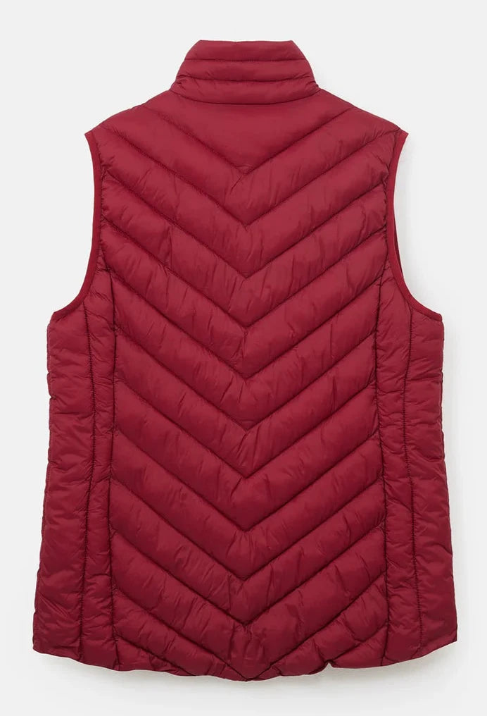 Lighthouse womens Laurel padded gilet red displayed from the back showing quilted design and high collar