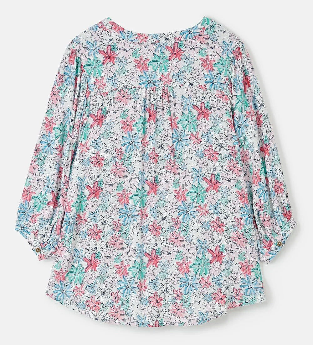 Lighthouse womens Lola floral blouse with long sleeves and colorful pink and blue flower print
