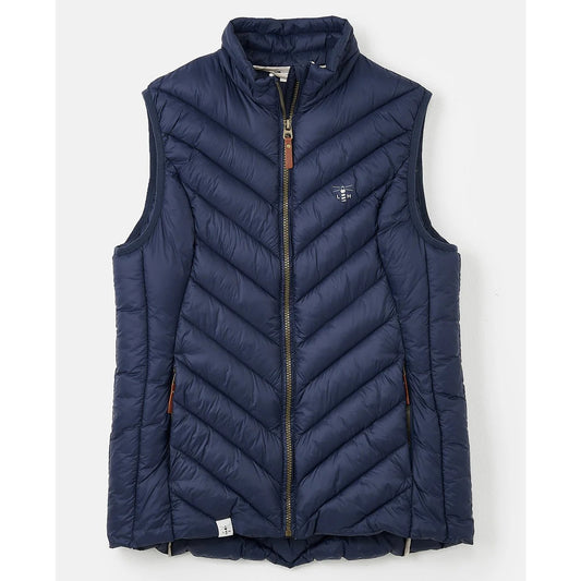 Womens navy blue Lighthouse Laurel puffer gilet on a white background