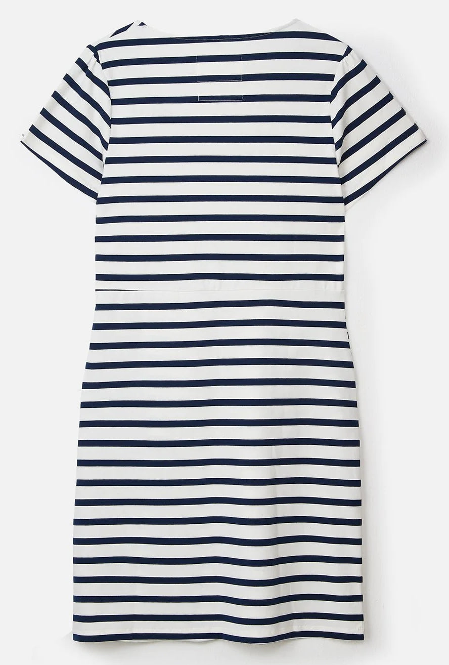 Lighthouse womens short sleeve stripe dress in white with navy horizontal stripes