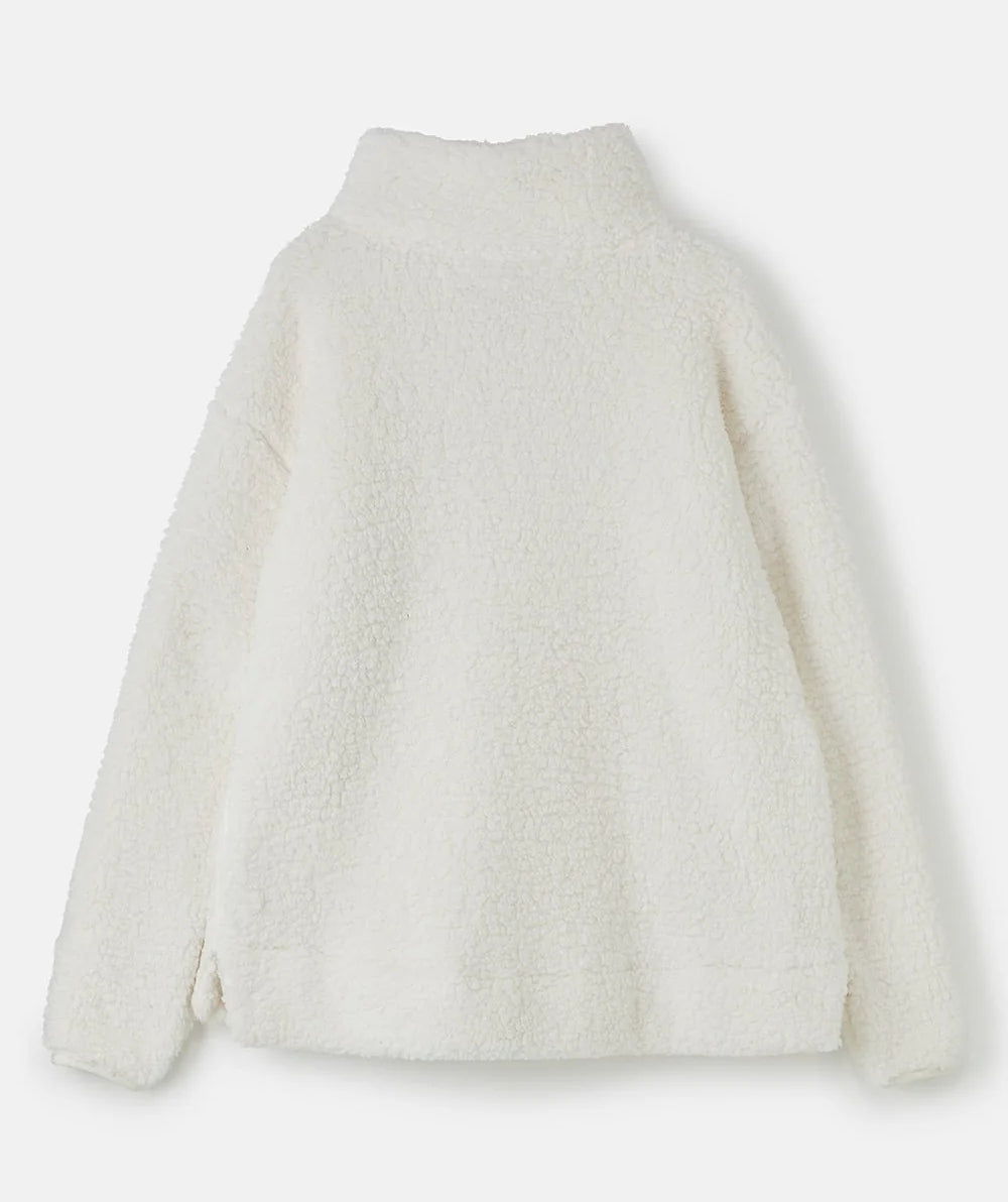 Lighthouse womens zip fleece in white with a high collar and soft textured fabric