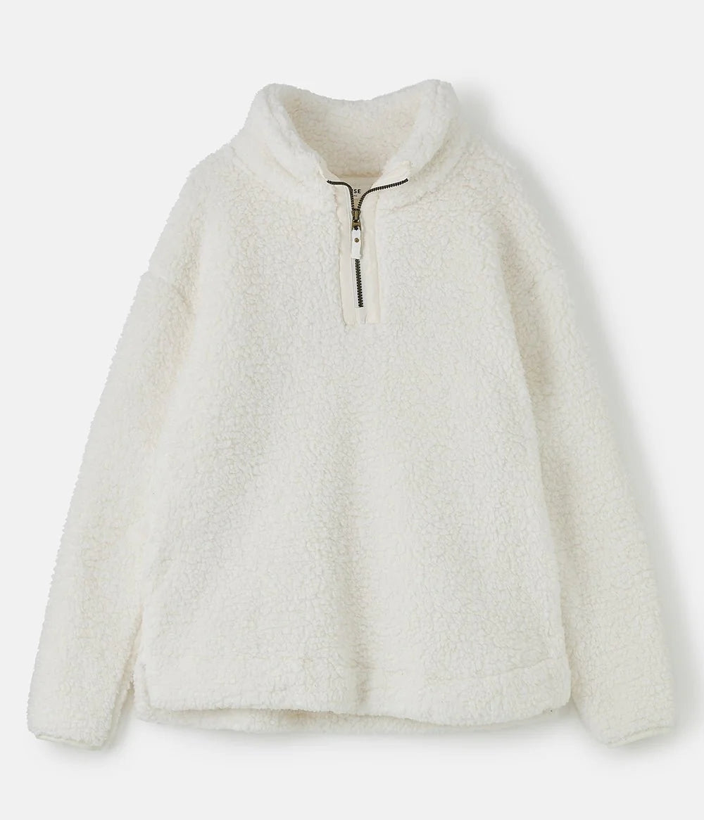 White Lighthouse womens zip fleece with half zipper and cozy soft texture