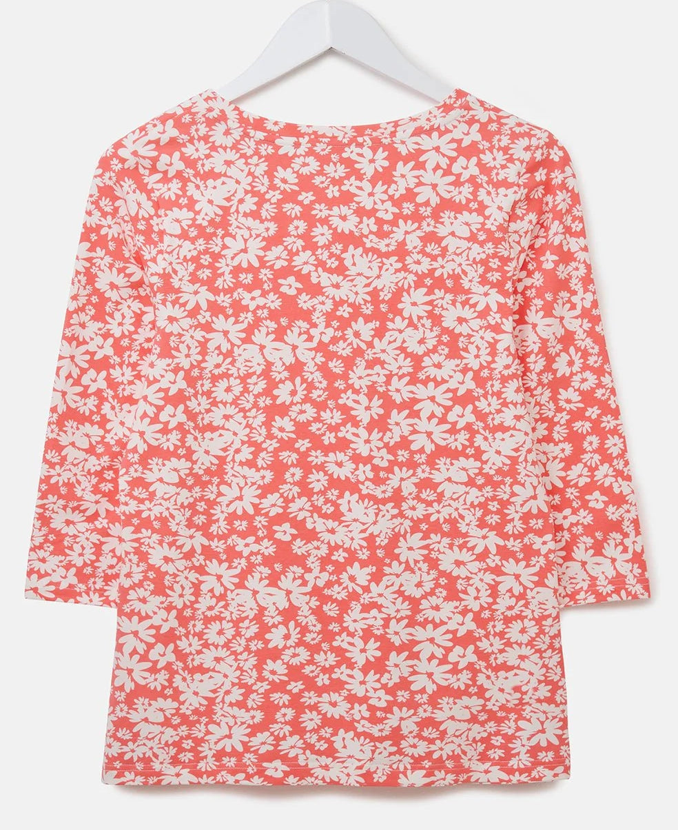 Lighthouse Womens Ariana V-Neck Top - Coral Daisy Print