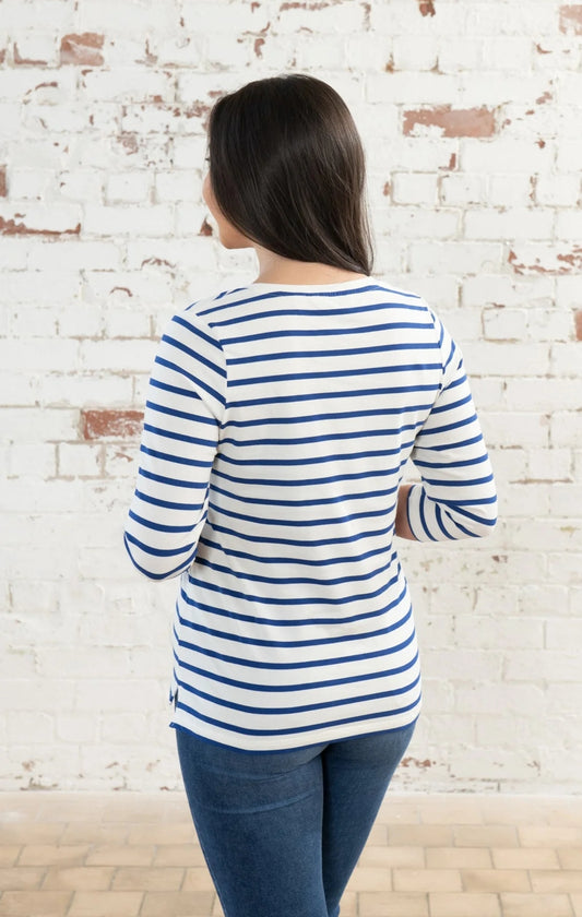 Lighthouse Womens Ariana V-Neck Top - Indigo Stripe
