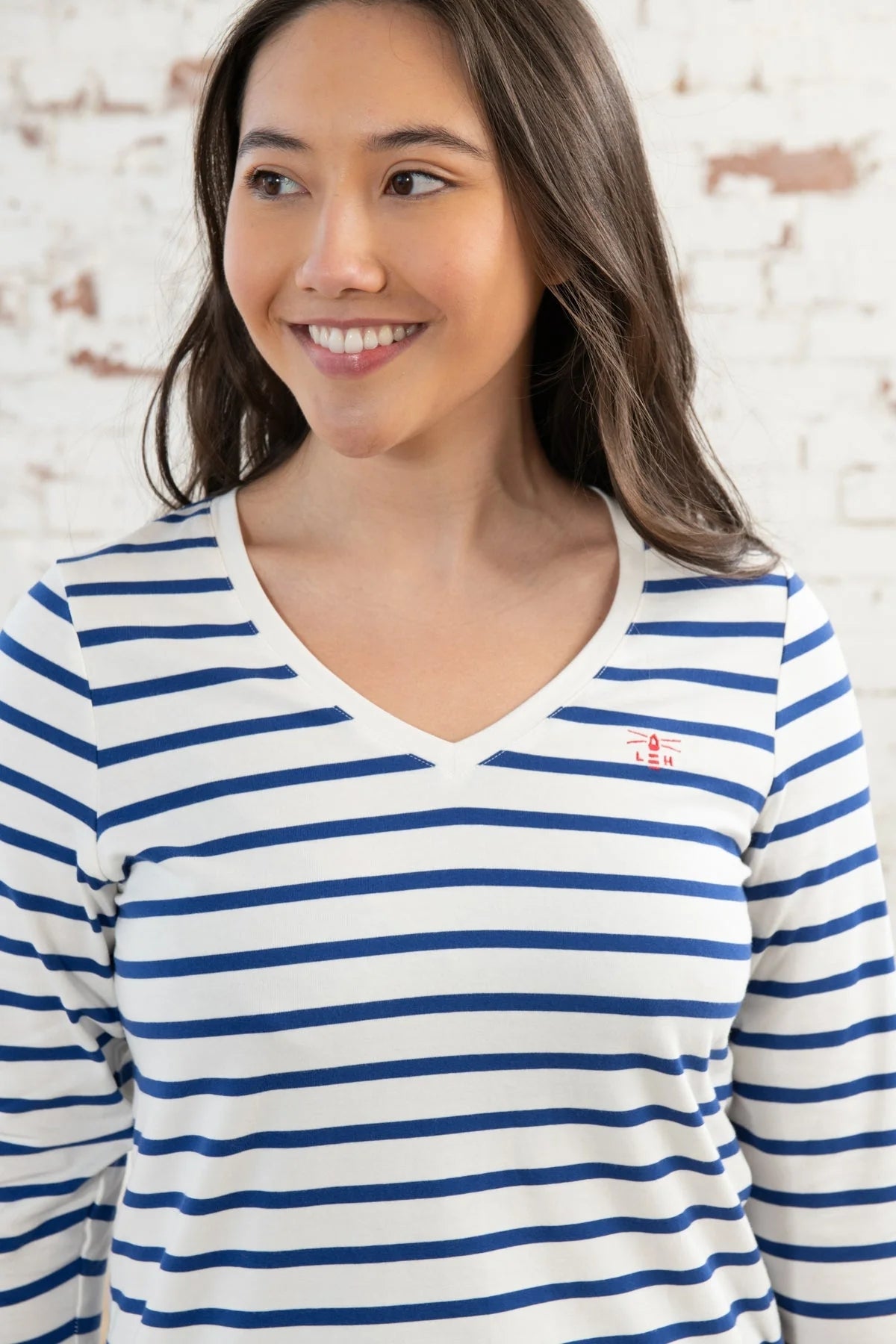 Lighthouse Womens Ariana V-Neck Top - Indigo Stripe