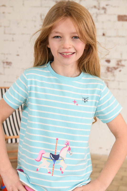 Lighthouse Kids Causeway Short Sleeve T-Shirt - Carousel Horse Print