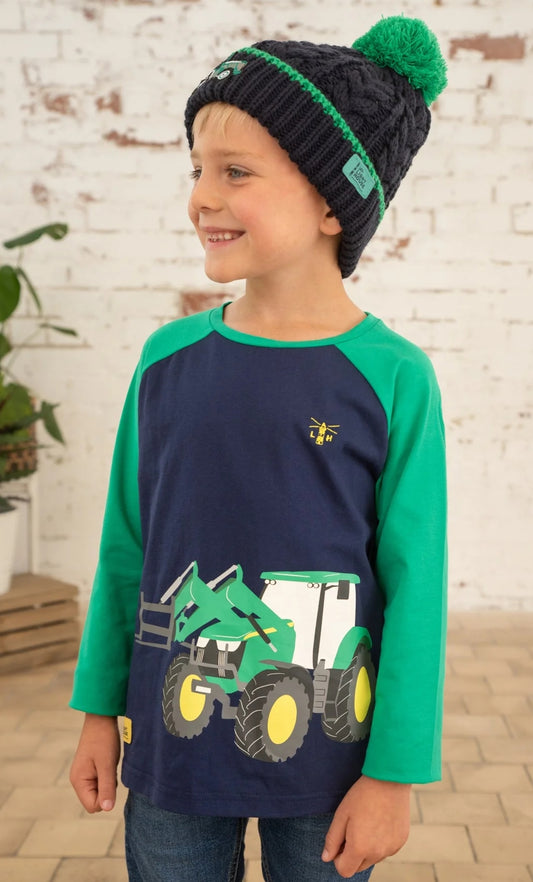 Lighthouse Kids Mason Long Sleeve Front Loader Tractor Print Tee - Green