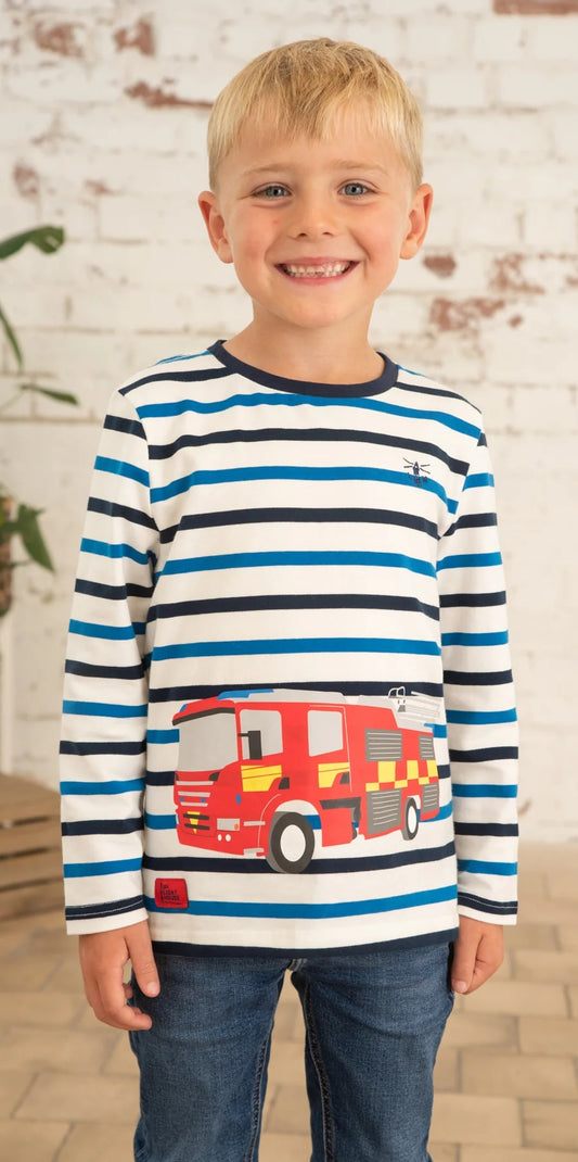 Lighthouse Kids Oliver Long Sleeve Tee - Fire Engine Print