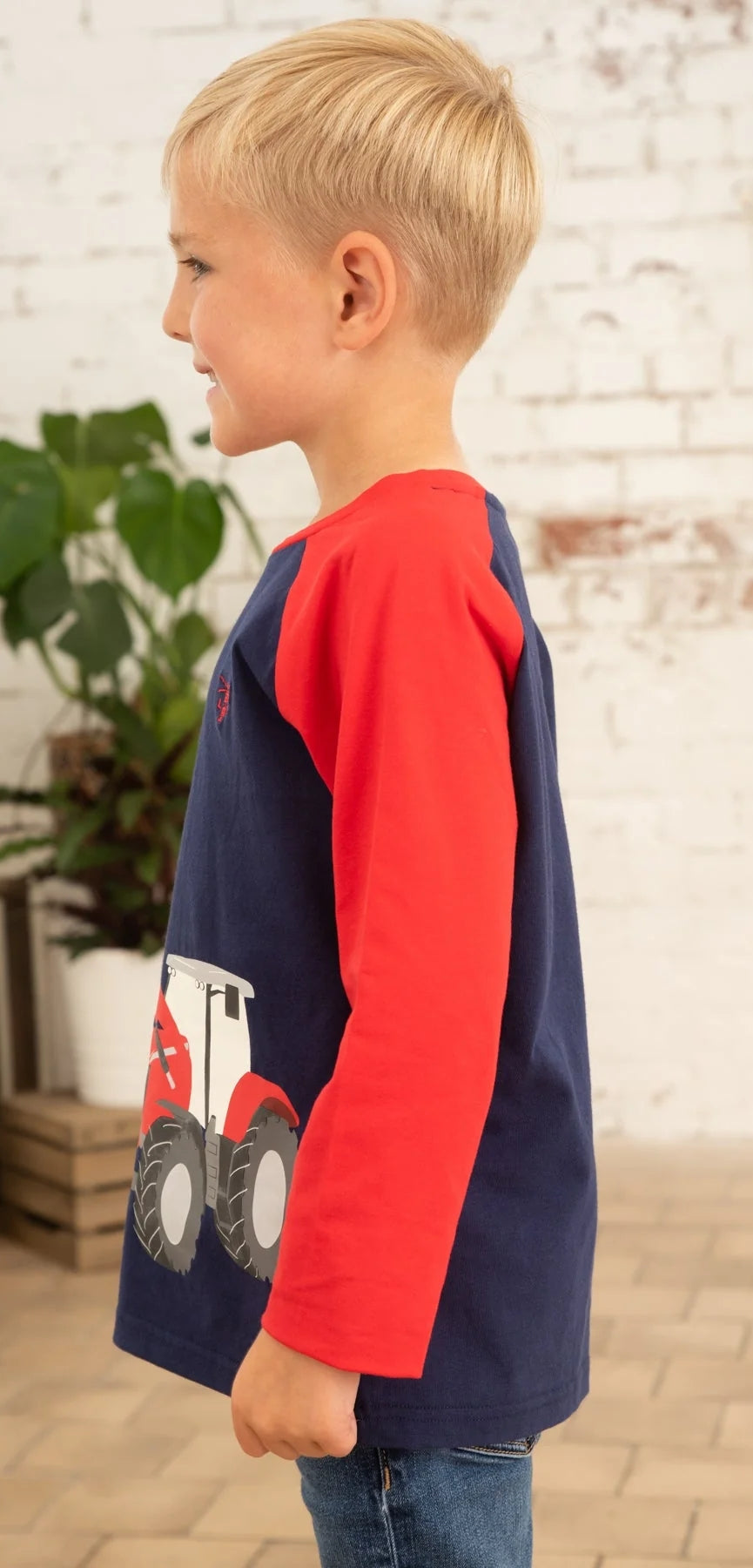Lighthouse Kids 'Mason' Long Sleeve Front Loader Print Tee - Red